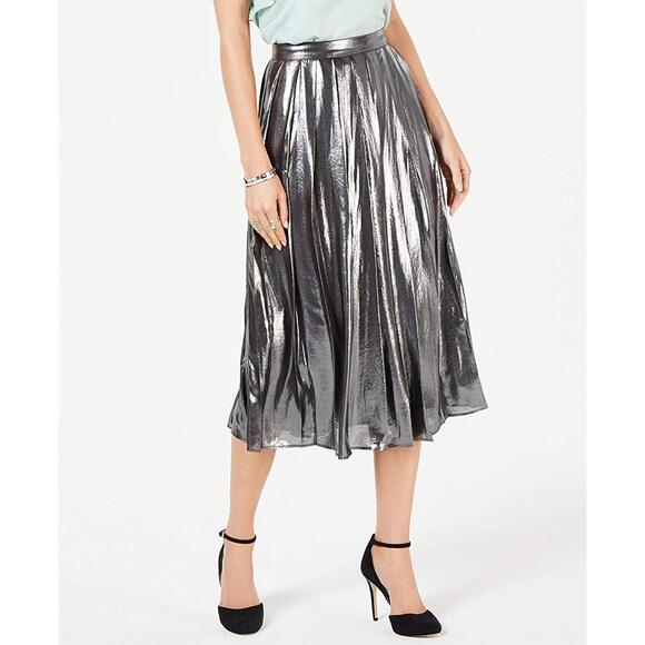 Michael Michael Kors Womens Foil Coated Pleated Skirt Size 0 - Picture 1 of 1